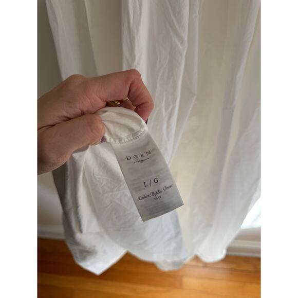 DOEN Ischia Shirred White Organic Cotton-Voile Midi Dress Size Large - Picture 9 of 10